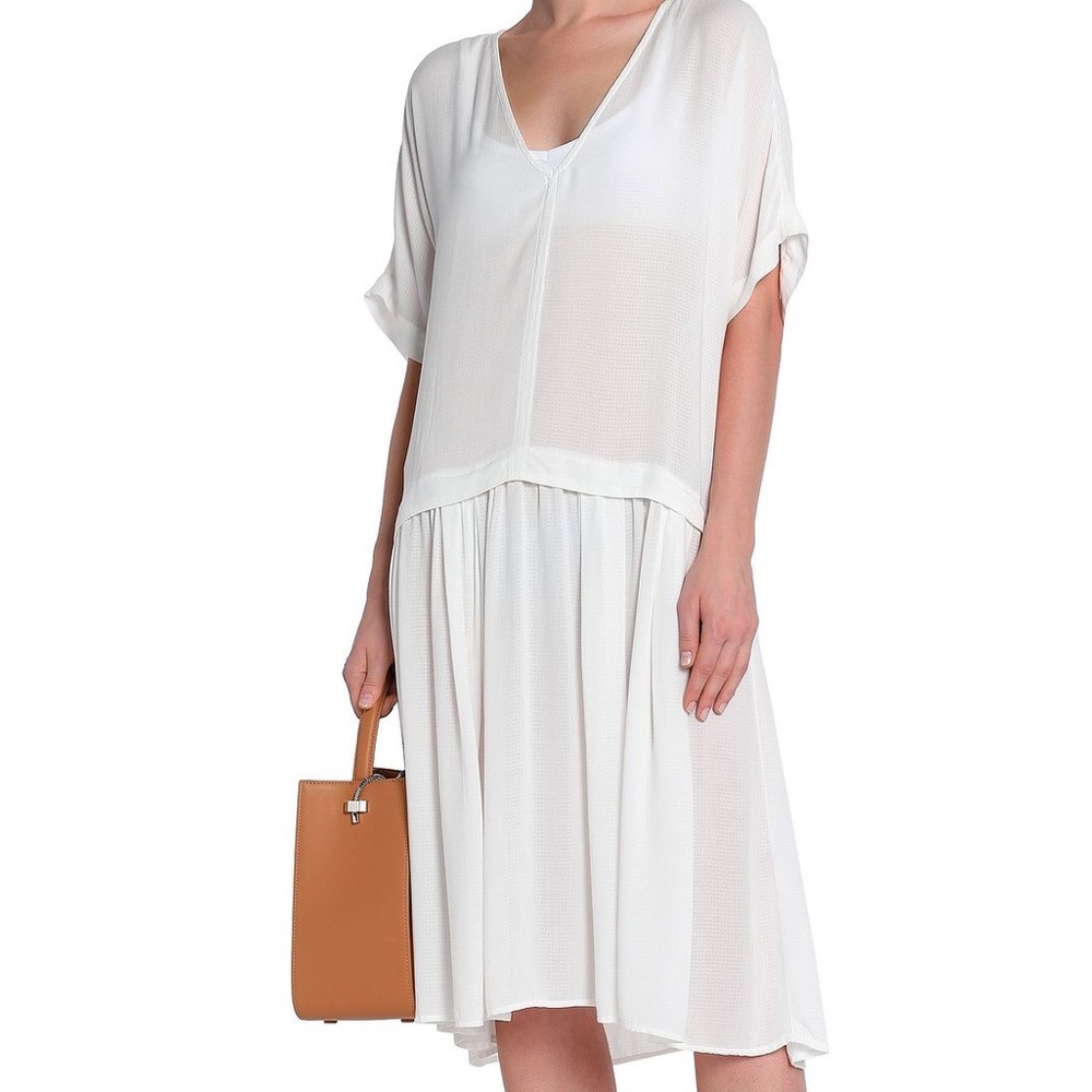 James Perse Pleated Gauze Midi Dress 1 - Picture 1 of 7
